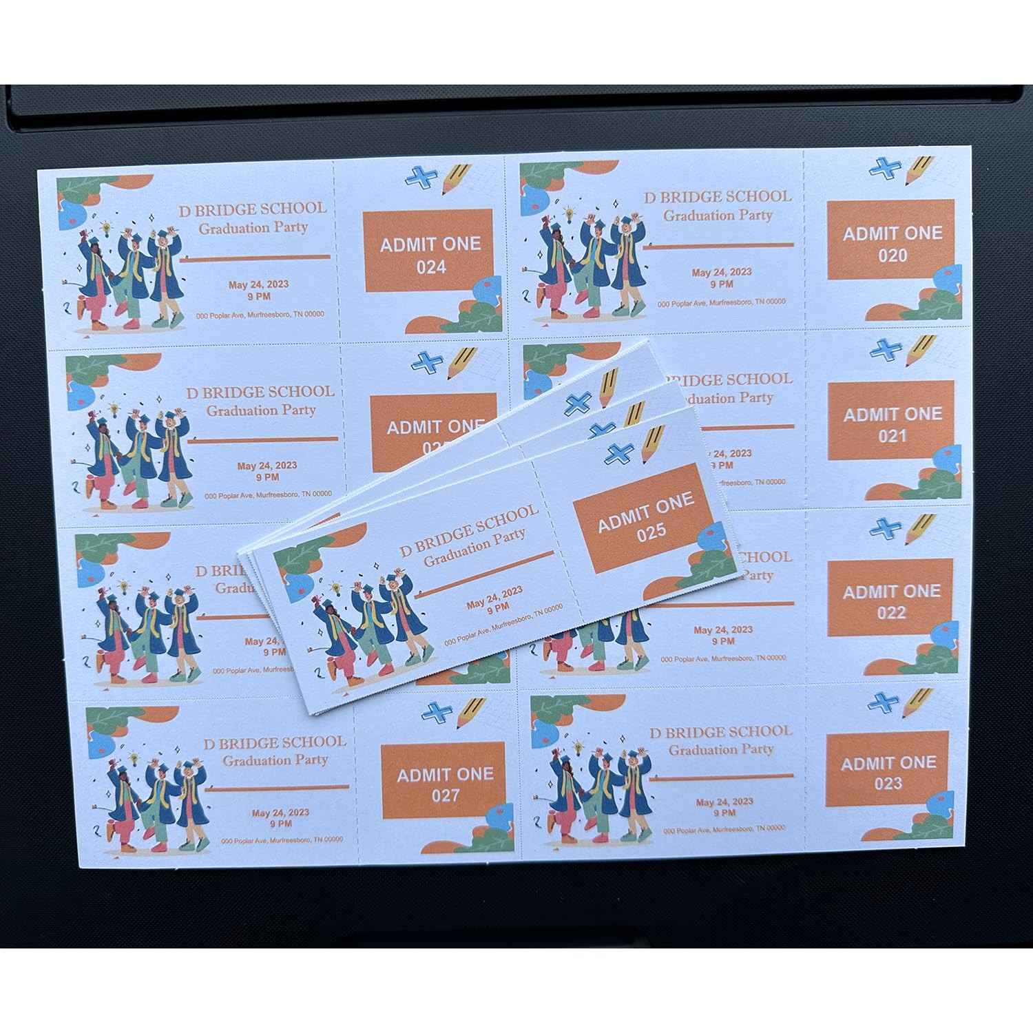 210GSM Heavyweight Printable Raffle Tickets Tear-Away Stubs 2-1/8×5-1/2 50Sheets
