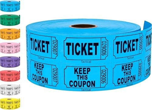 1000 Raffle Tickets, Blue 1 of 8 Colors, Double Roll, Ticket for Events, Entr…