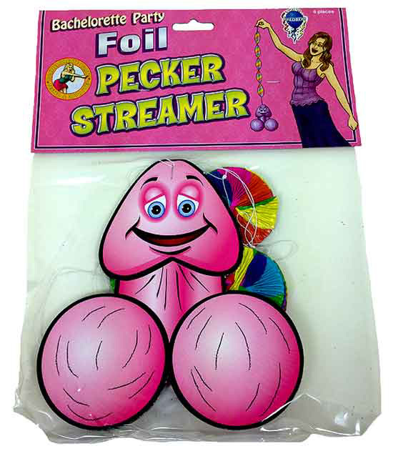 Bachelorette Party Supplies – Foil Pecker Streamers Decoration (4 pack)