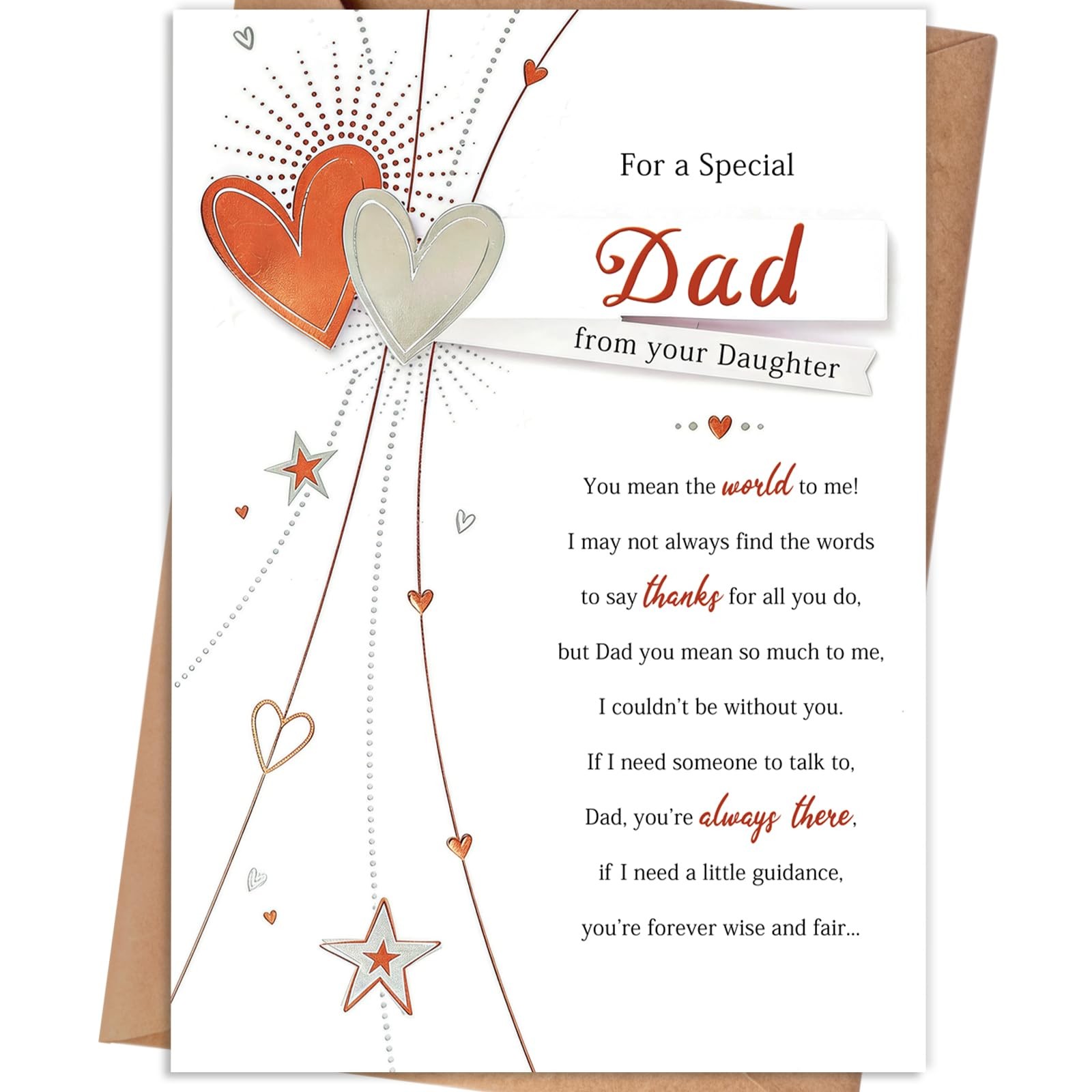 gerdiny Fathers Day Gift from Daughter, Father’s Card 7×5 inches, MM-435
