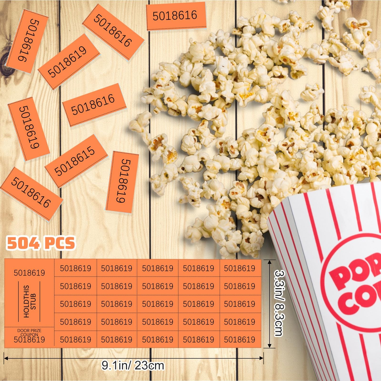 504 Sheet 25 Bid Raffle Ticket Different Number Chinese Silent Auction Orange