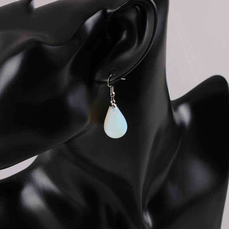 Teardrop Gemstone Dangle Earrings – Healing Crystal Water Drop Hook for Women
