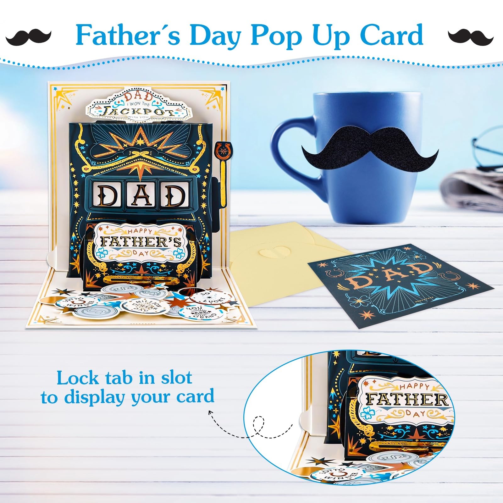 FLYAB Fathers Day Pop Up Card – 3D Jackpot Funny Happy Father’s S, A-Jackpot