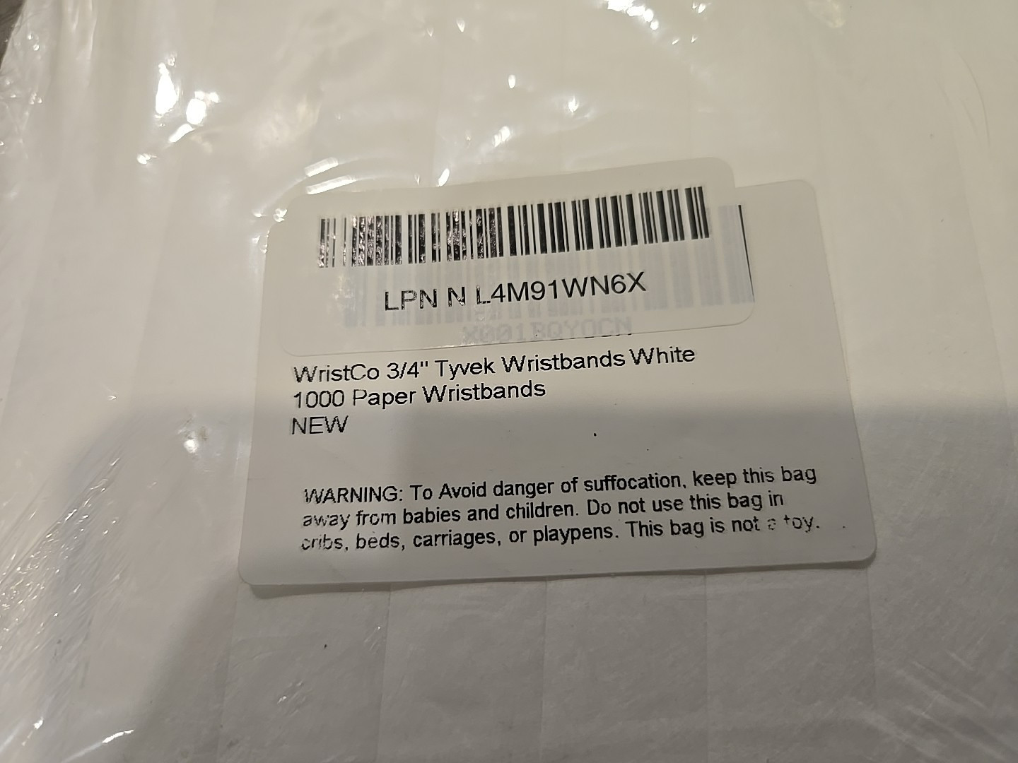 NEW SEALED PACKAGE TYVEK NUMBERED FOR EVENTS 1000 3/4″ WHITE PAPER WRISTBANDS