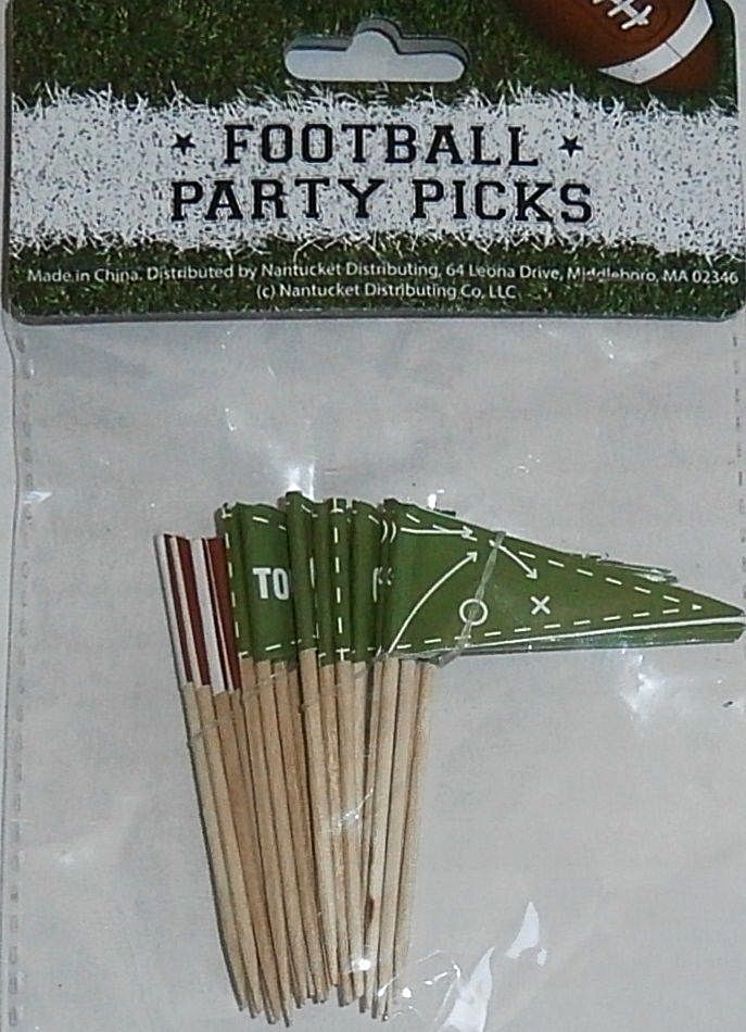 FOOTBALL ~ Party Picks ~24ct – 2 Designs ~ 2.5″