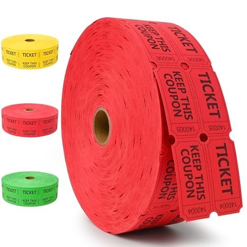 4000 Pcs Raffle Tickets Double Roll – Red Entry Tickets for Events, Prizes & Rew