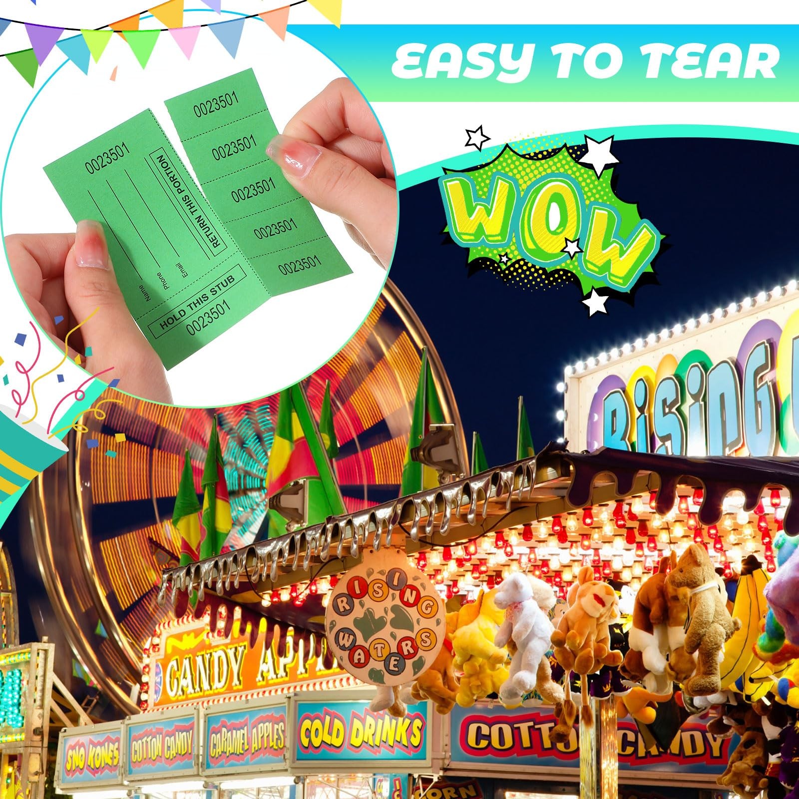1000 PCS Large Raffle Tickets Rolls Blue Cards Blank Entry Form Events