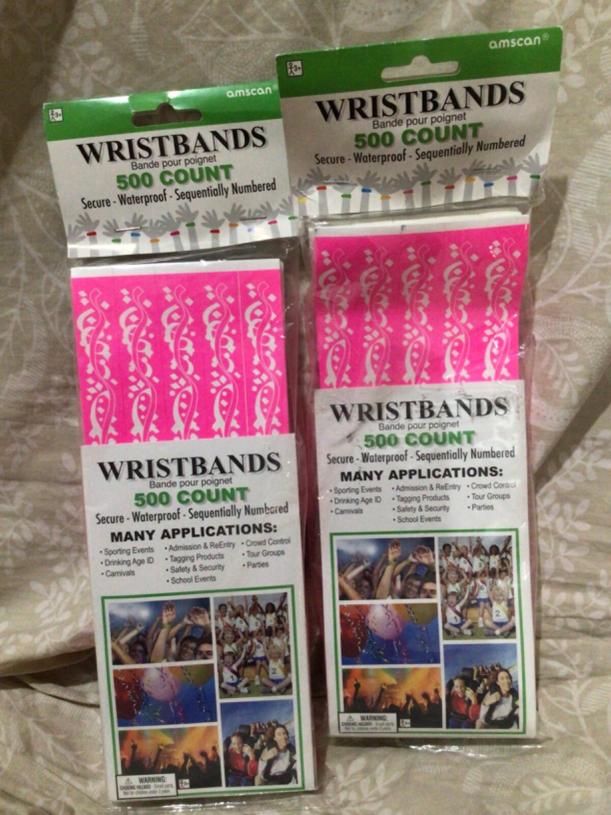 Tyvek Wristbands Pink 1000 Count Party Fundraiser Event Club Bar Entry Reentry