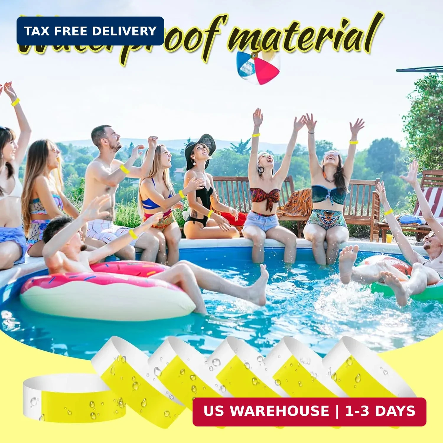 800PCS Yellow Wristbands for Events Wrist Bands Colored Paper Bracelets Wristban