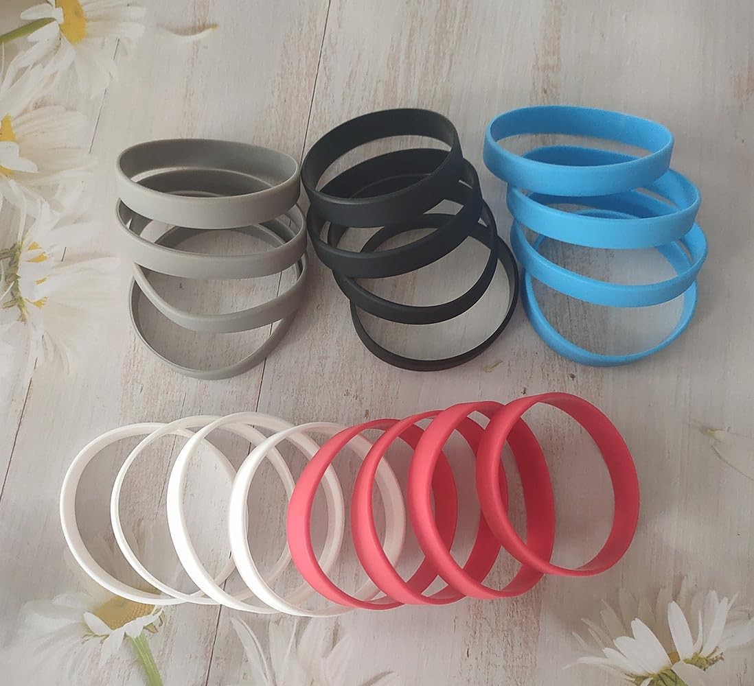 20 Pcs Rubber Bracelets Men Women Stretch Blank Silicone Wristbands Bracelets