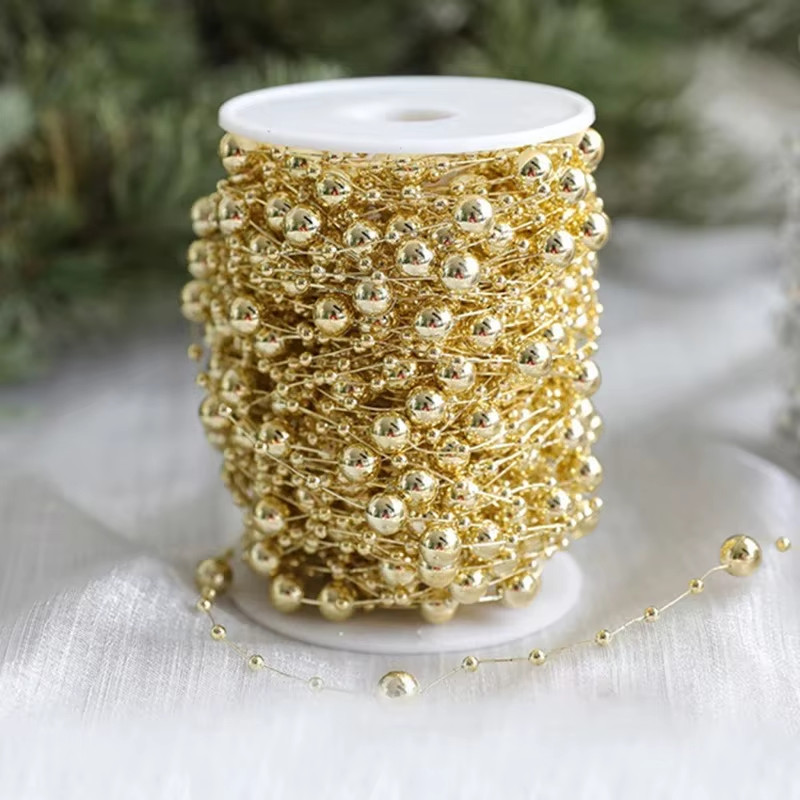 10 Meters Artificial Pearl Flower Bead Ring Chain For Christmas Tree NEW