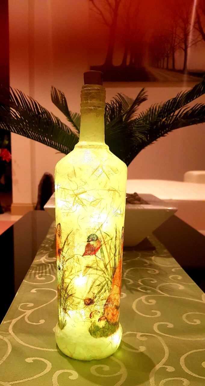 Hand Decorated Fox Light Up Bottle – Unique Gift for Animal Lovers