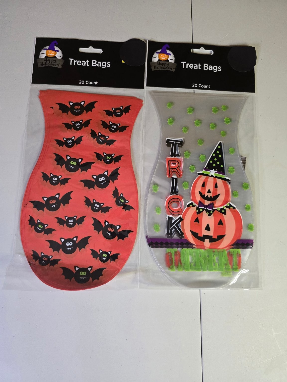 Halloween Treat Bags Lot of 2 Packs 40 Count Bats Trick or Treat Party Favors
