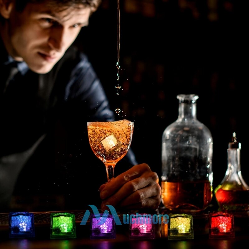 20x Waterproof Light Up Flashing LED Ice Cubes for Party Drinks Glowing Ice Cube