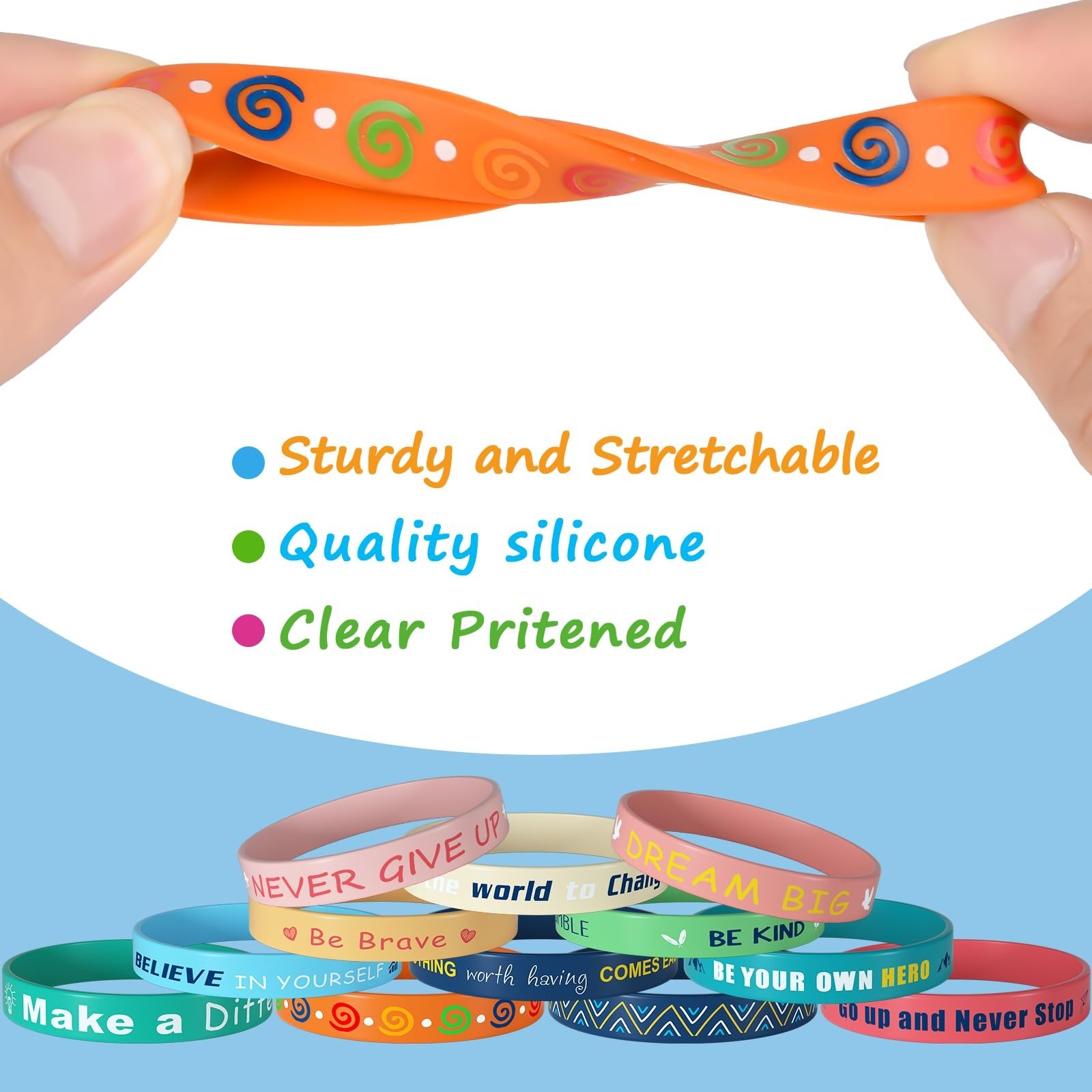 120 Pcs Inspirational Silicone Bracelets – Motivational Quote Rubber Wristbands,