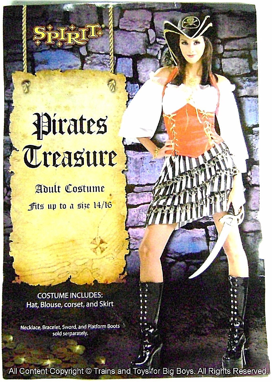 PIRATES TREASURE HALLOWEEN COSTUME WOMEN’S SIZE Up to 14-16 Pirate Wench New I