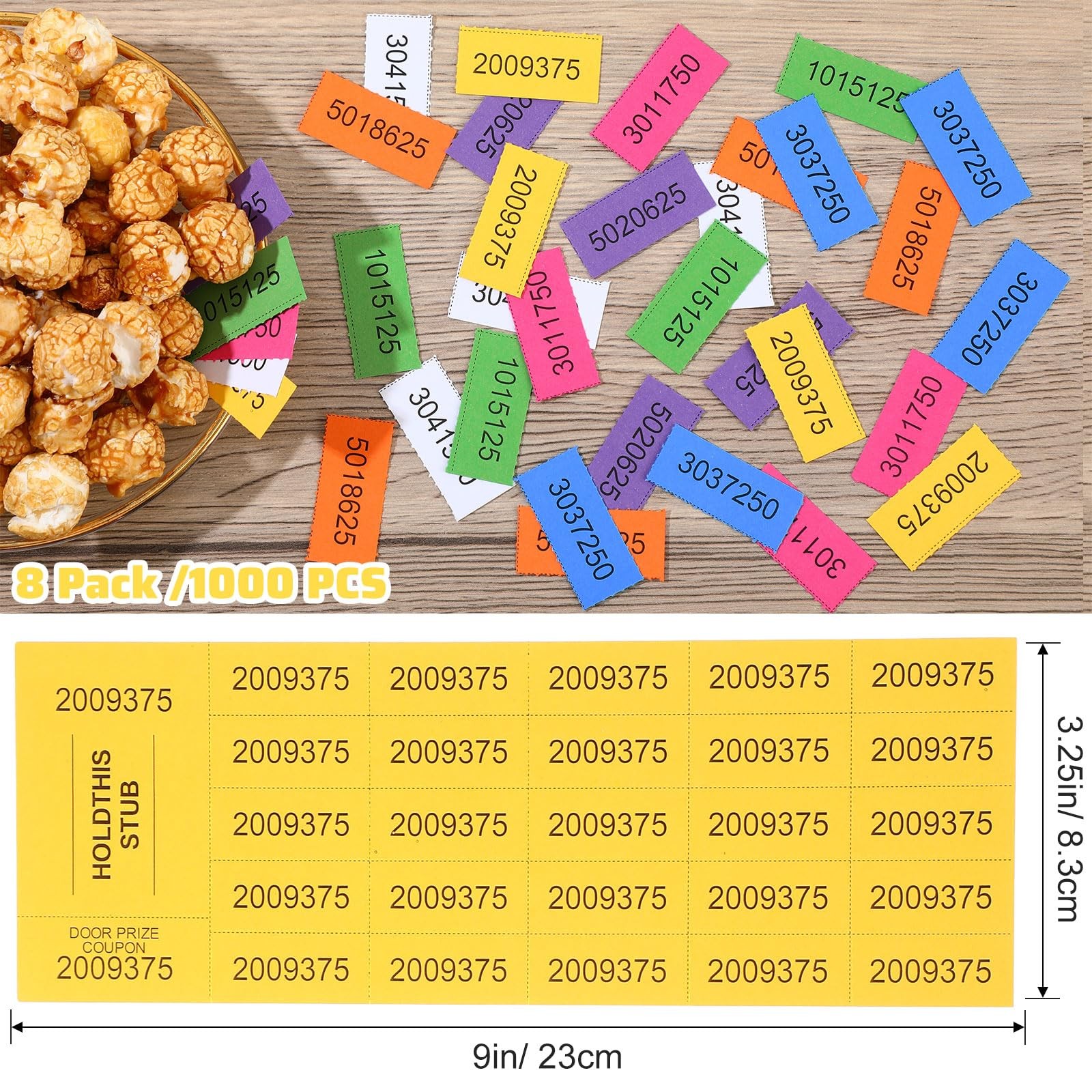 1000 Sheets Deep Color 25 Bid Raffle Ticket Numbers Chinese Auction Events