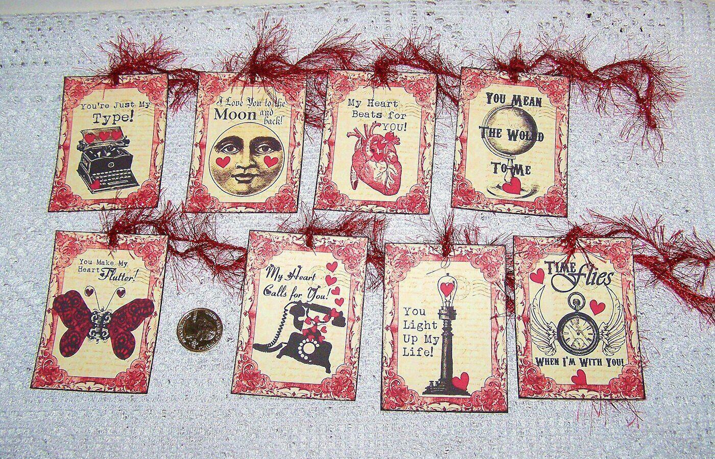 8-Valentine’s Day-Vintage-Steampunk-Junk Journal-Linen Cardstock-Gift-Hang-Tags