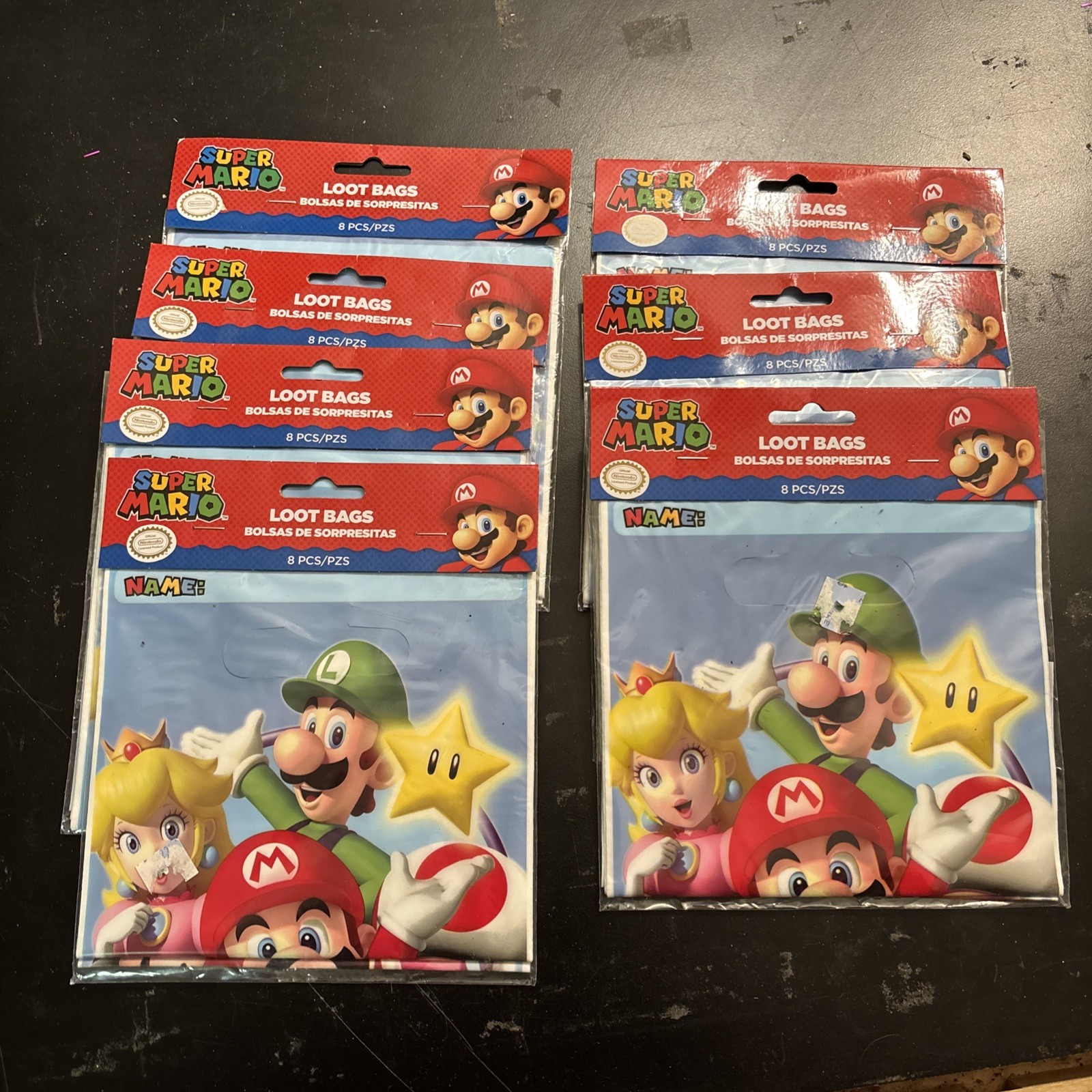 Lot Of 7 Nintendo Super Mario Loot Goodie Bags Video Game Birthday Party 8ct