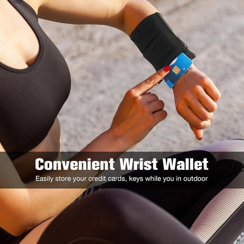 Honoson 5 Pcs Wrist Wallet for Women Men, Zipper Pouch Dark Colors
