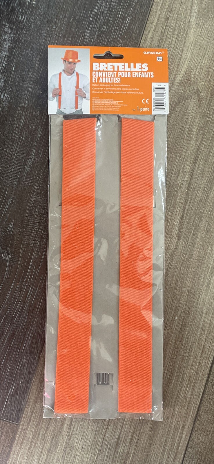 AMSCAN Unisex Orange Novelty Costume Suspenders -FREE SHIPPING (super fast)