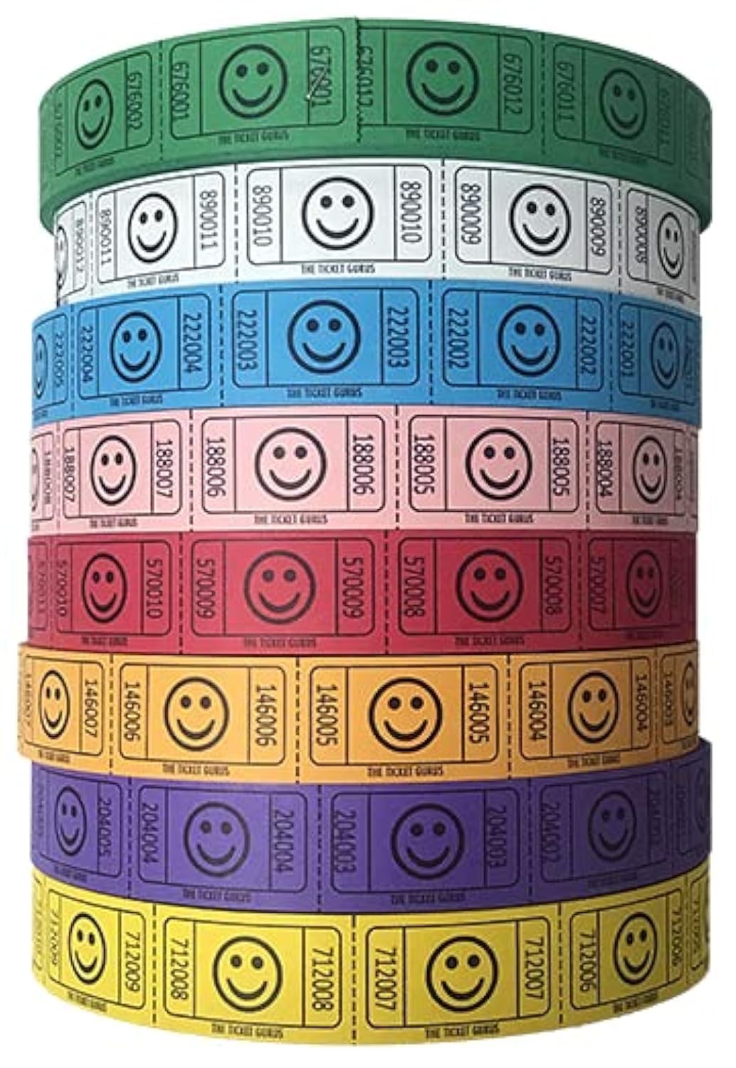 4 Rolls Single Smile Raffle Tickets 2000 Tickets Per Roll Assorted Color New
