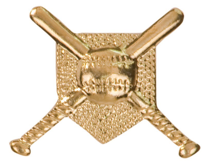 Gold Finish Metal Baseball Bat Pin TIE TACK School Varsity Insignia Chenille