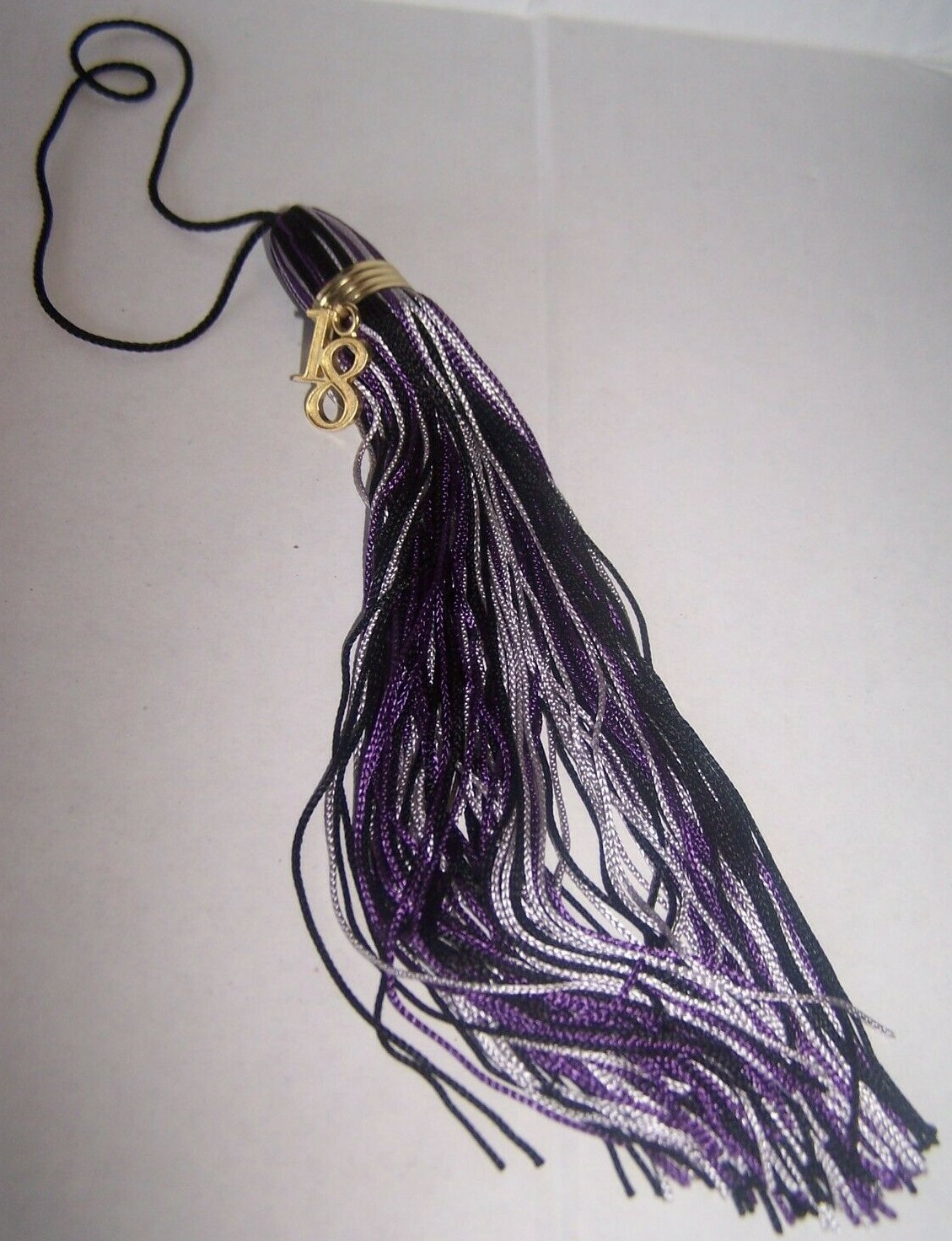 NEW Purple, White, & Black Graduation Tassels Year 2018 with charm