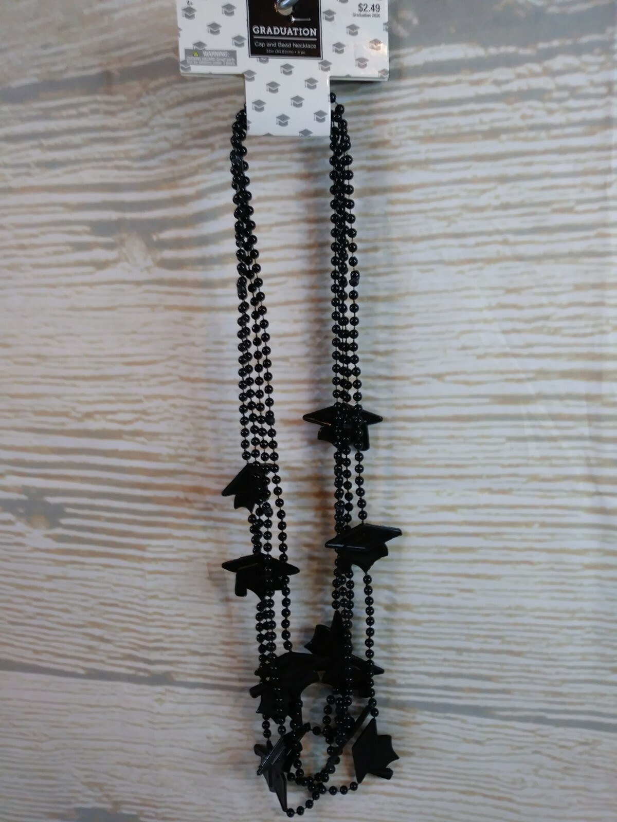 New! 4 pack Graduation Charm Bead Necklaces Cap Black 33″ Party Favor Senior