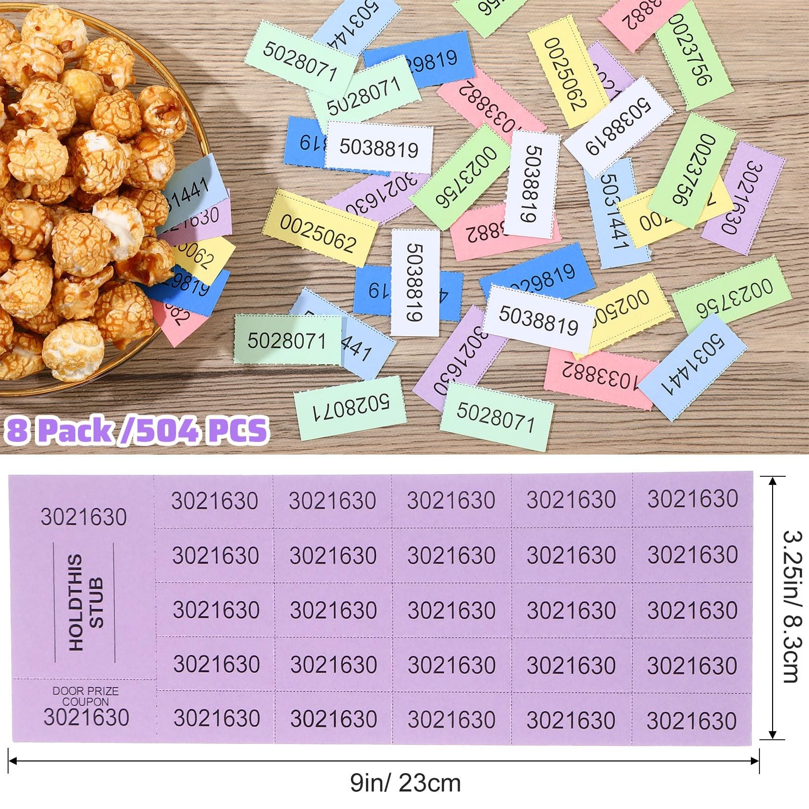 Kosiz 504 Sheets 25 Bid Raffle Ticket with Different Numbers Per Sheet Tickets f