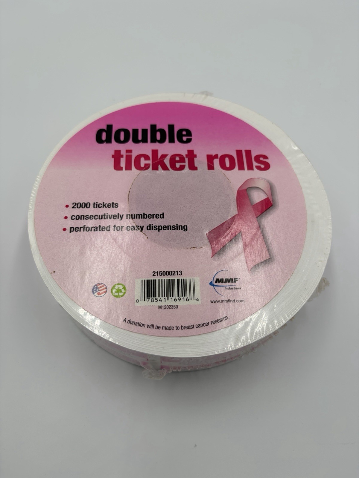 Raffle Tickets Double Roll Events Carnivals 2000 Count Fundraiser Pink