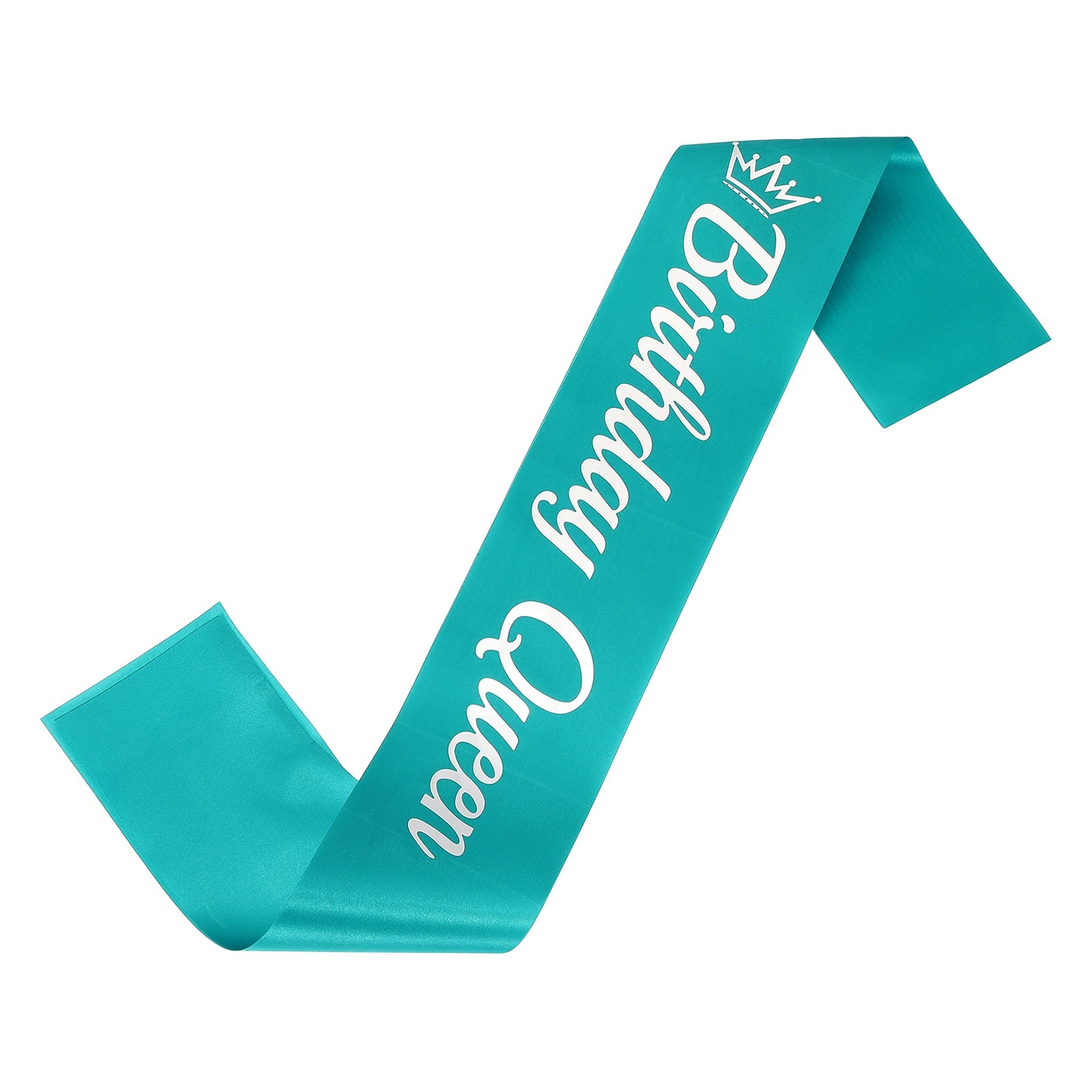 Birthday Queen Sash with Pin Silver Foil Lettering for Birthday Party, Green