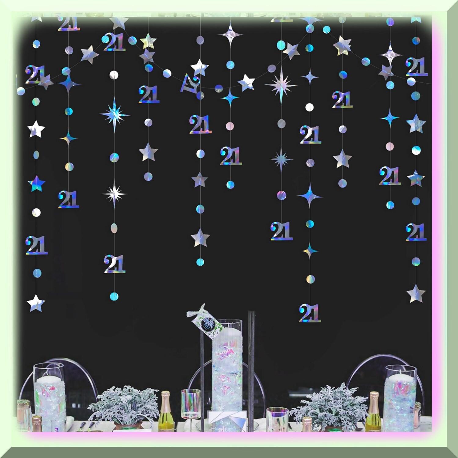 21st Birthday Iridescent Holographic Garland Set