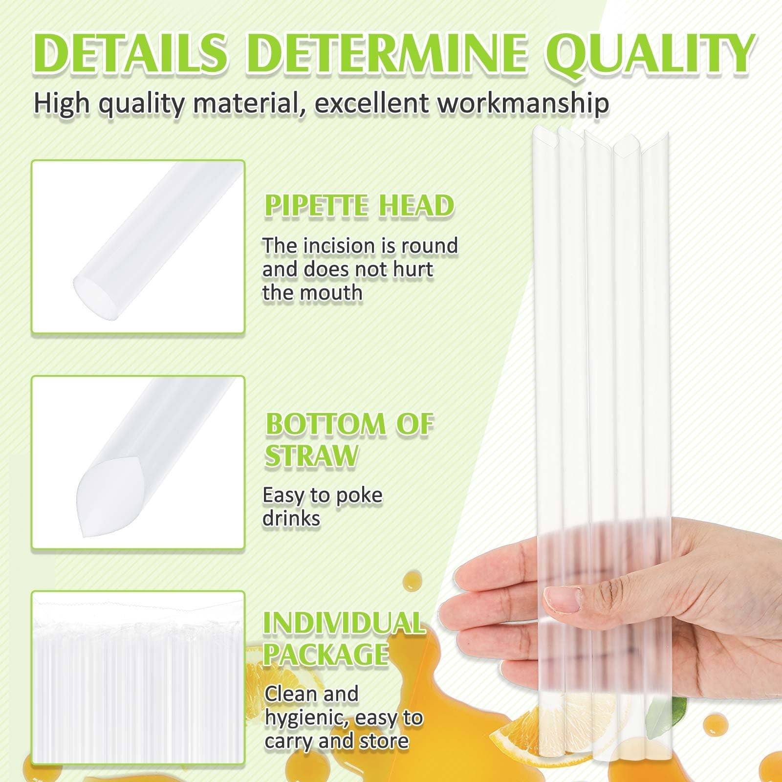 Tessco for you 600 Pcs 9.84 Inch Jumbo Smoothie Straws Bulk 10 mm Large Plast…