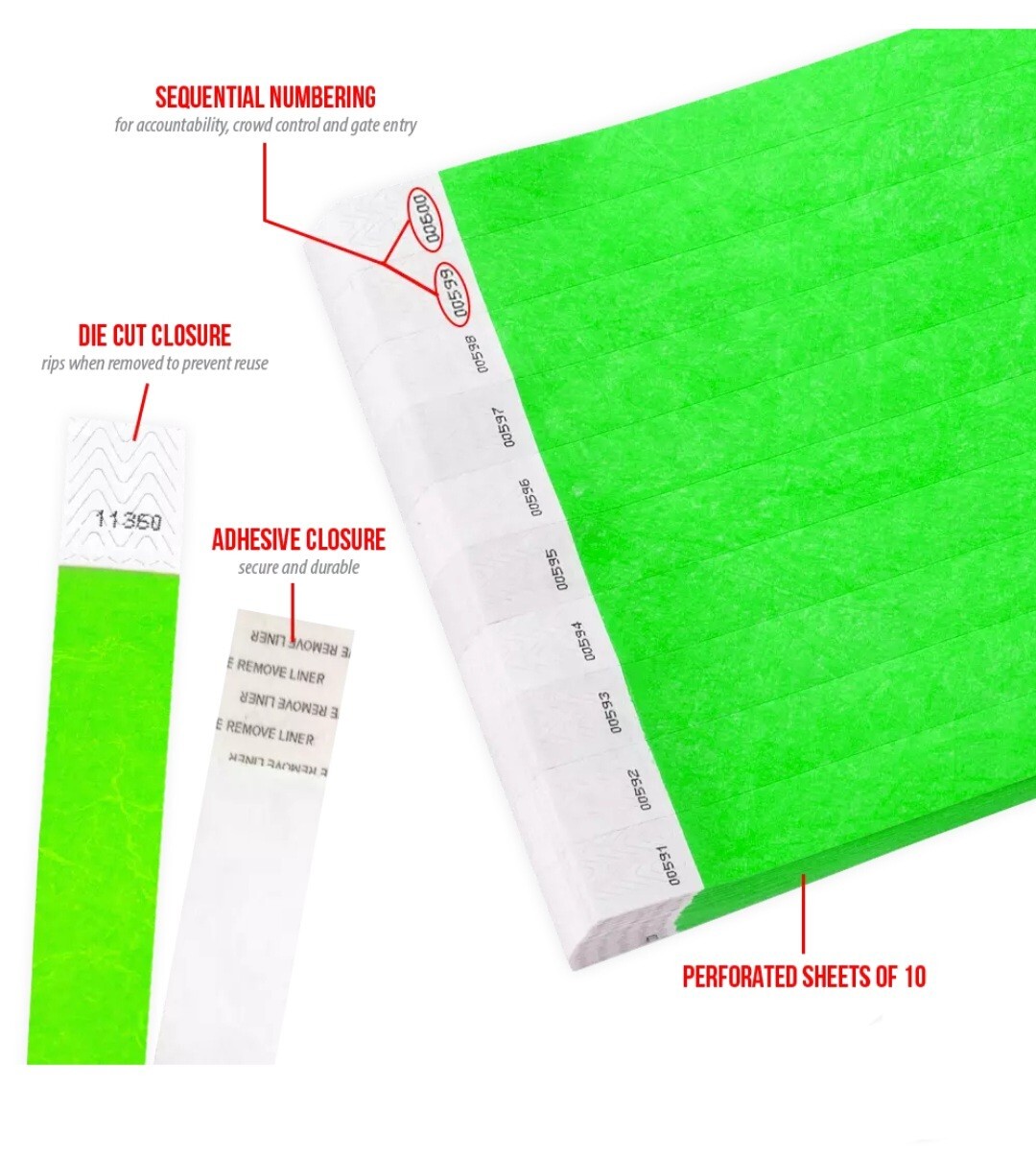 500 Count Paper Wristbands – Neon Yellow T3VL-02
