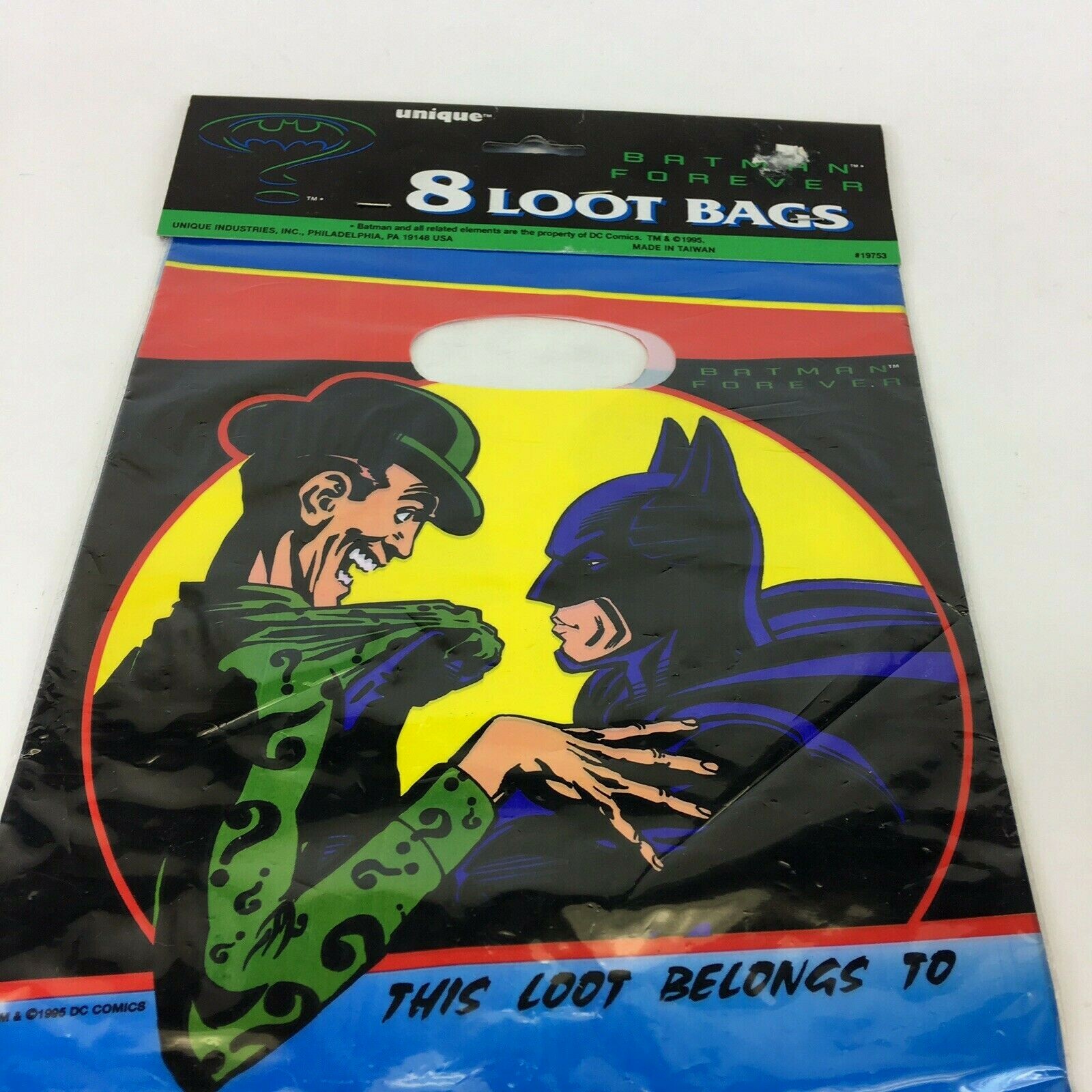1995 Batman Forever DC Comics Unique 8 Birthday Party Loot Bags Superheroes