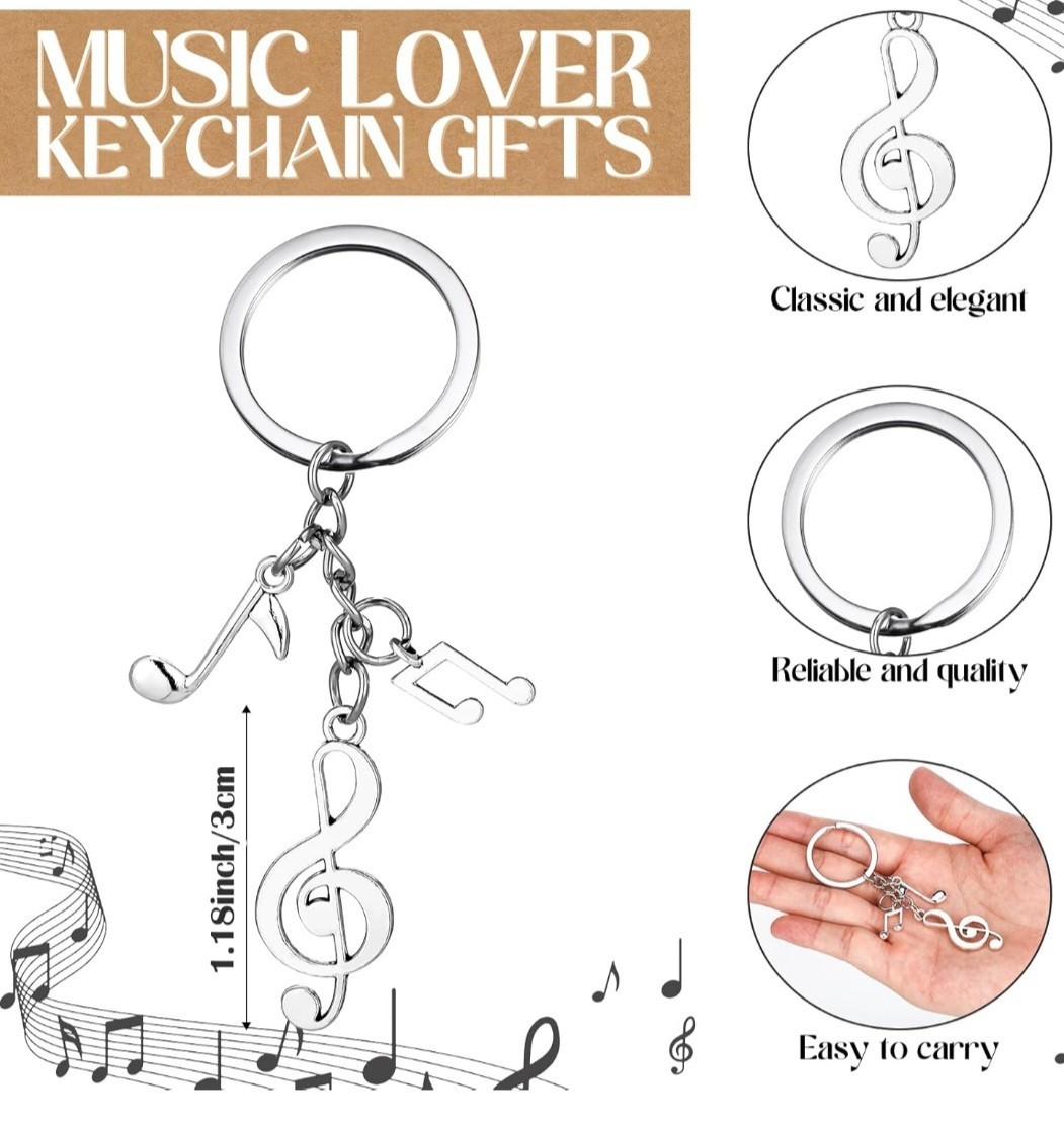 Landical 30 Set Music Party Favors Bulk Note Bracelets and Keychains w/gift bags