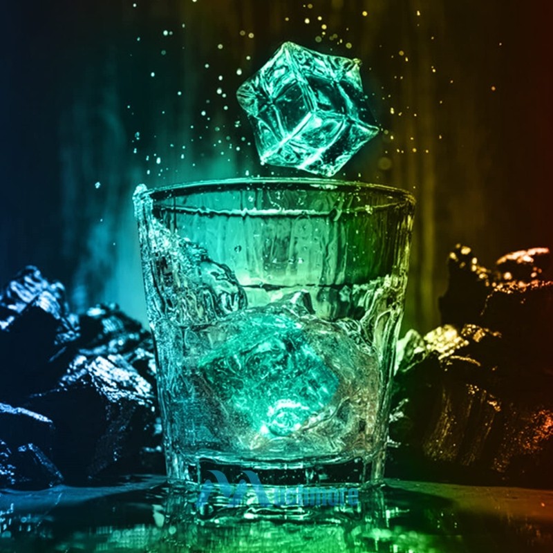12~48pc Waterproof Light Up Led Ice Cubes for Party Drinks Dark Glowing Ice Cube
