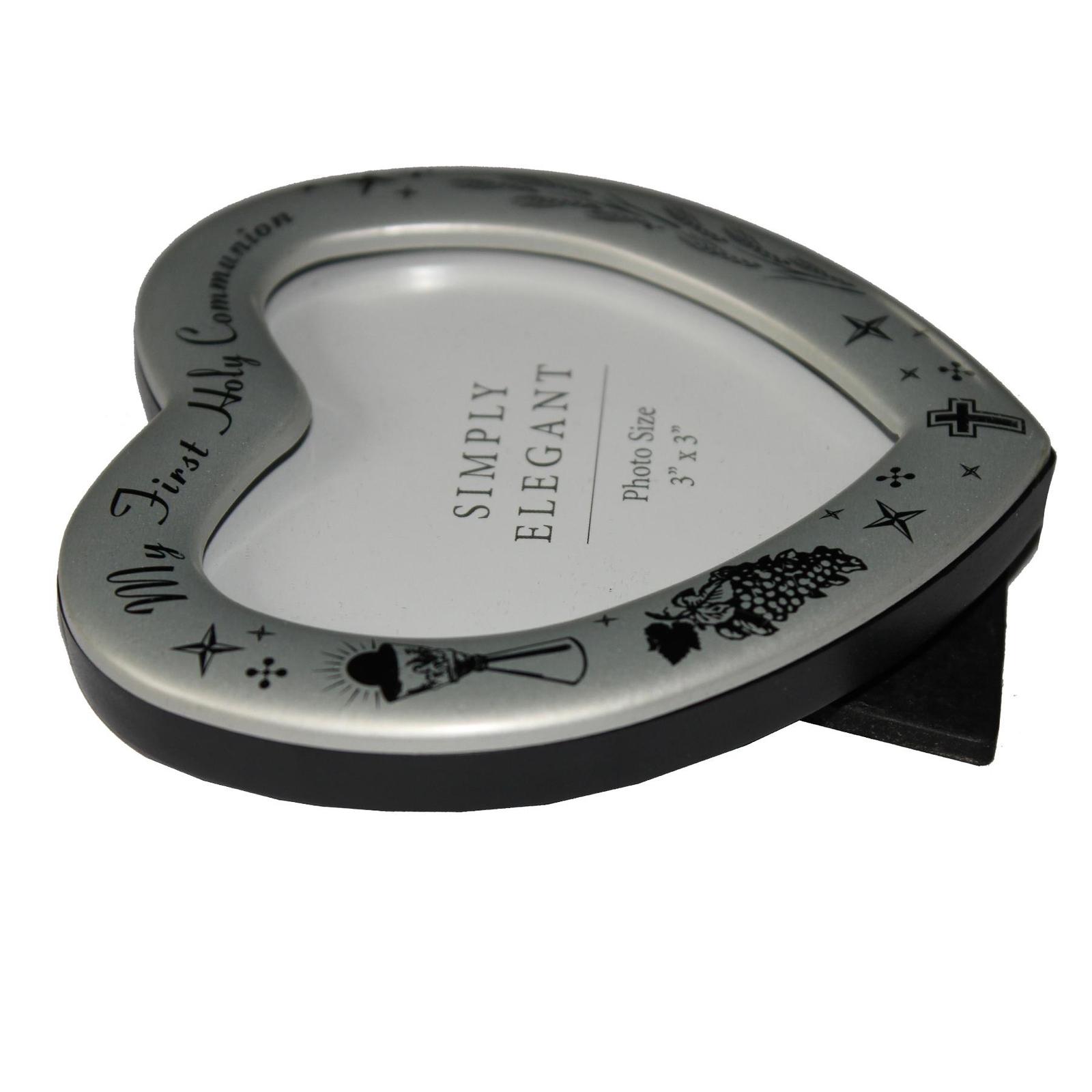 First Communion Metal Photo Frame Heart Shaped Holds Picture 3’x3′
