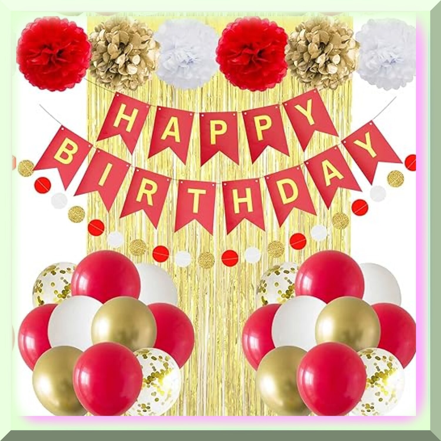 Red and Gold Birthday Party Decorations Kit