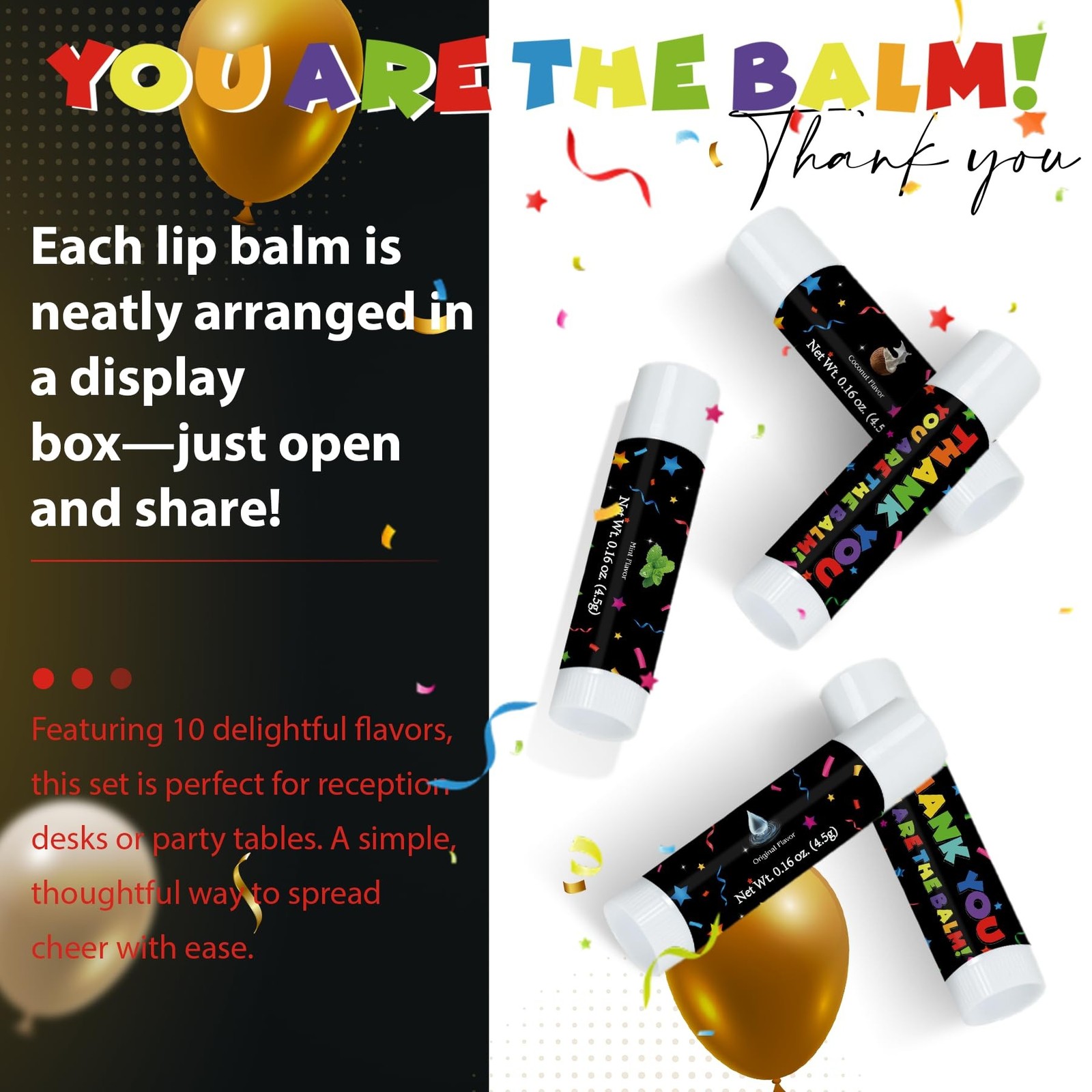 50 Pack Employee Appreciation Gifts Moisturizing Lip Balms Bulk for Staff Tea…