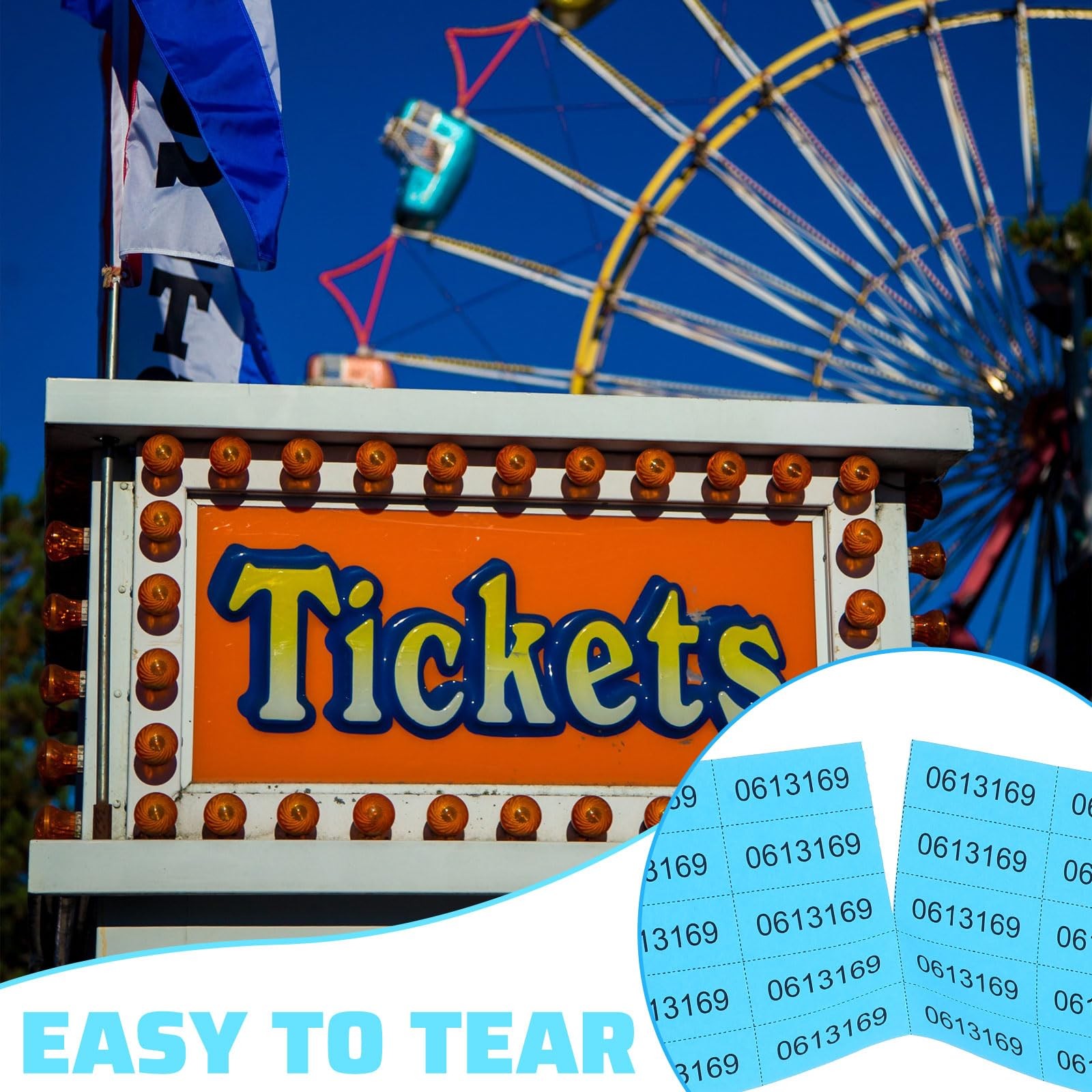 1200 Sheets Raffle Ticket Sheets Blue Chinese Auction Tickets with 25 Bid Num…