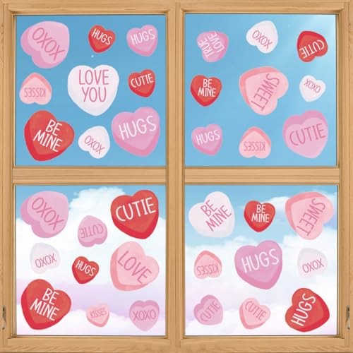 108 PCS Valentine’s Day Window Cling Sticker, Pink Colored Pink Tiny Heart