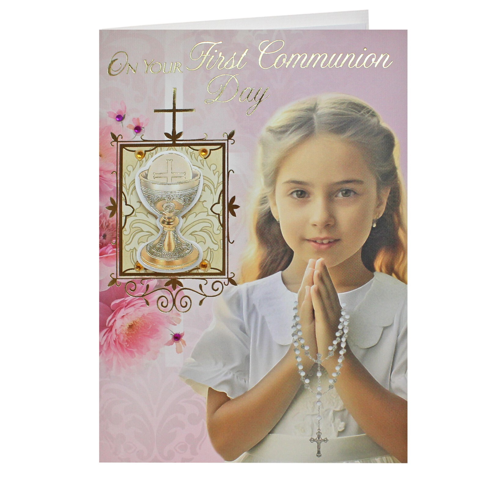 3D First Holy Communion Girl Card with Envelope C40604