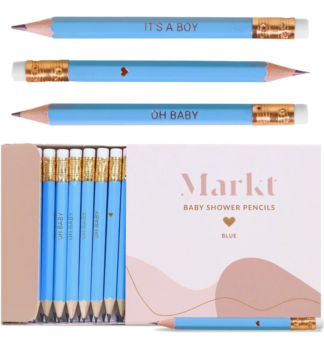 (1 BOX OF 28) BLUE-BOY Baby Shower 4″ Pencils, NEW IN BOX