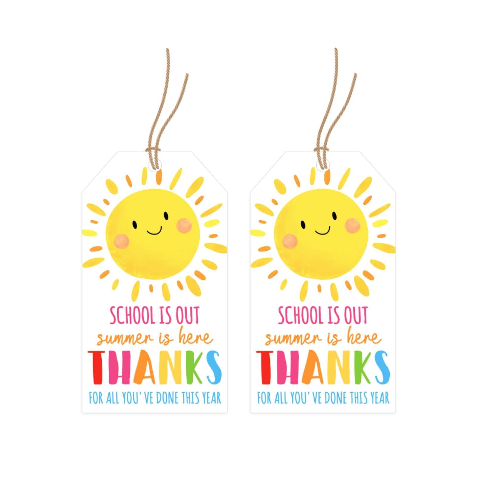80Pcs End of School Year Gift Tag with String Thank You Tag Summer Sunshine Teac