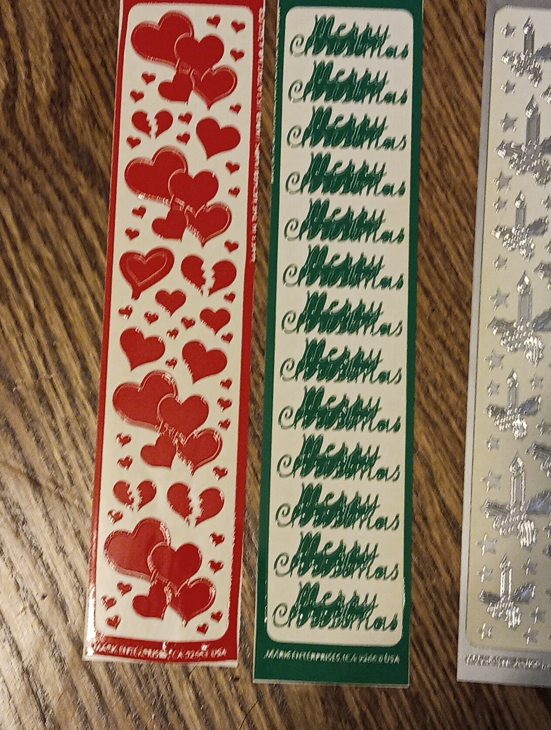 Mark Enterprises Class A Peels Christmas Heart Stickers Sheets Lot Gold Stocking