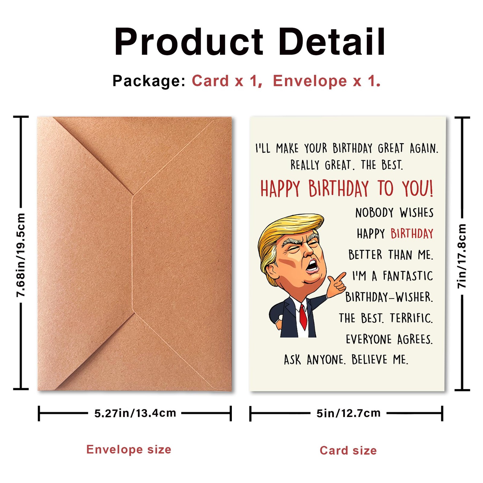 PTRUKD, Funny Birthday Card, Trump Cards 5 x 7 inches, TRUMP-KM210