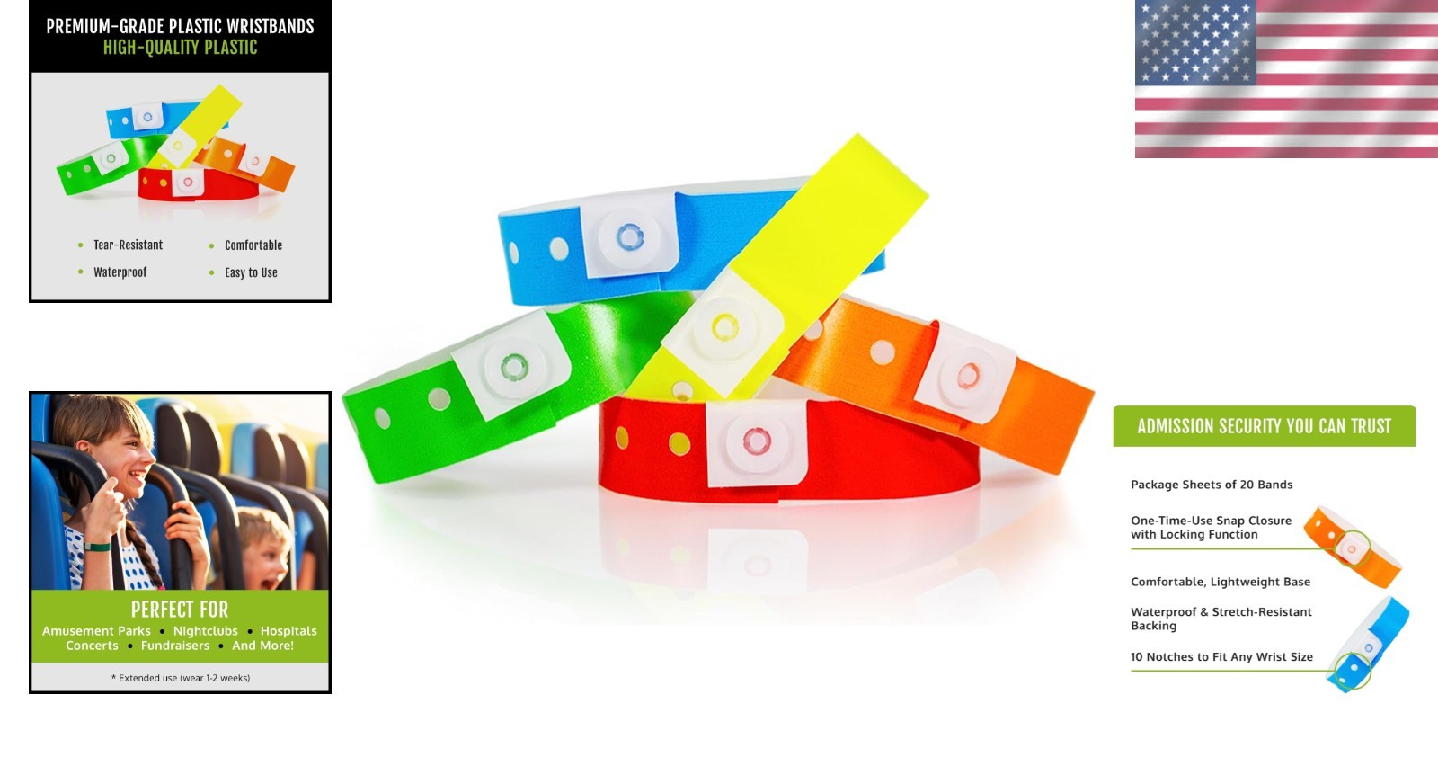 Extended Wear Plastic Wristbands Variety Pack – 500 Count