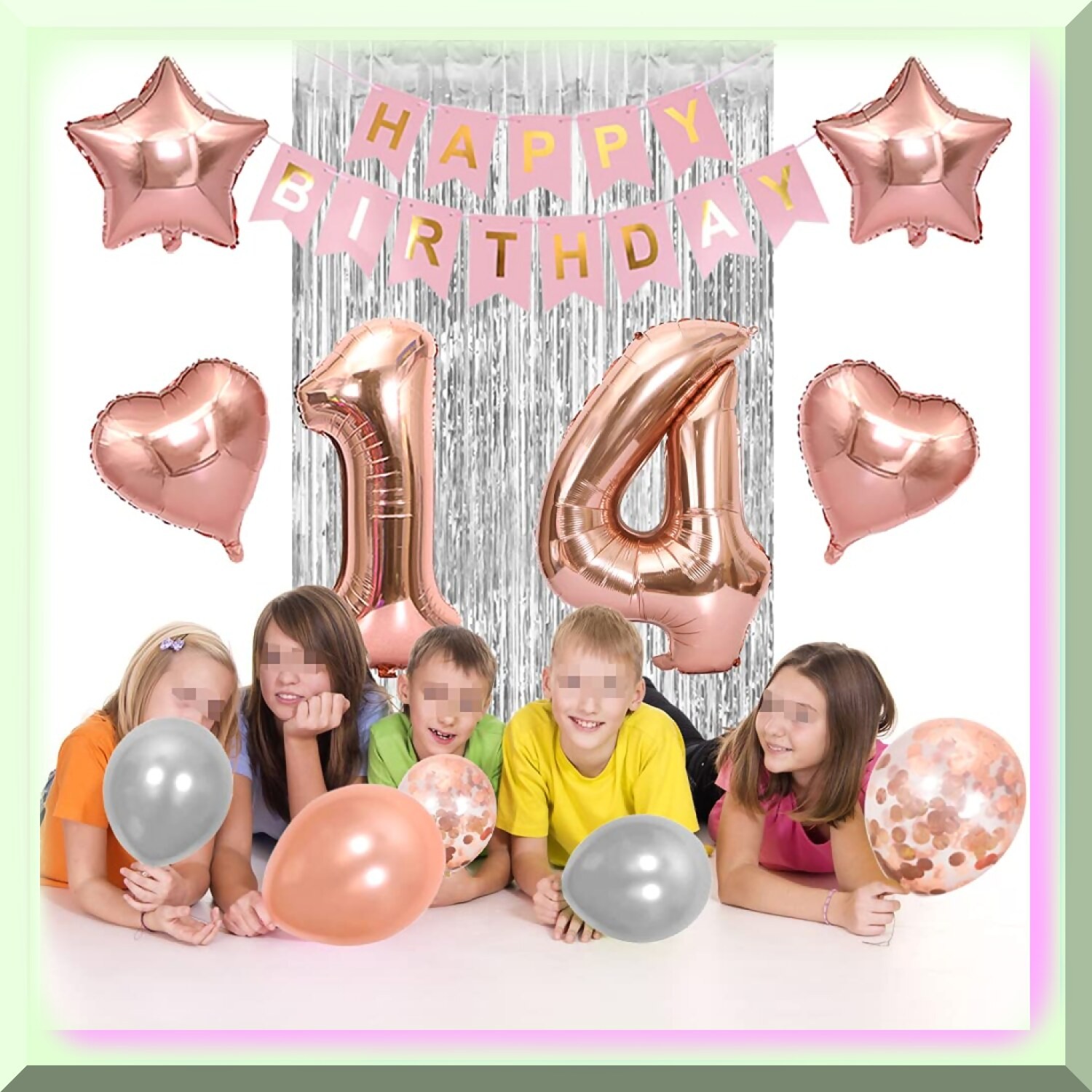 Rose Gold 14th Birthday Party Balloon Kit